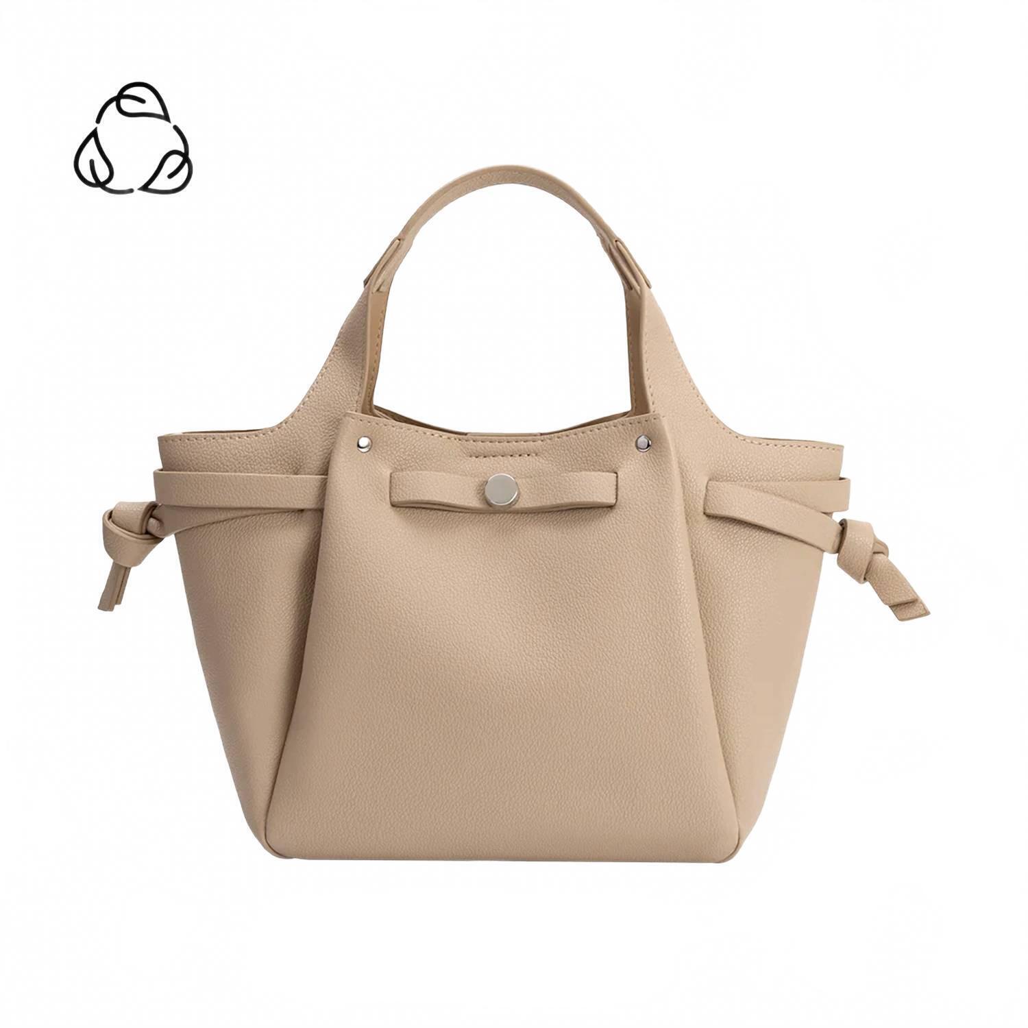 New Melie Bianco Women's Avril Sky Recycled Vegan Leather Shoulder Bag In Beige